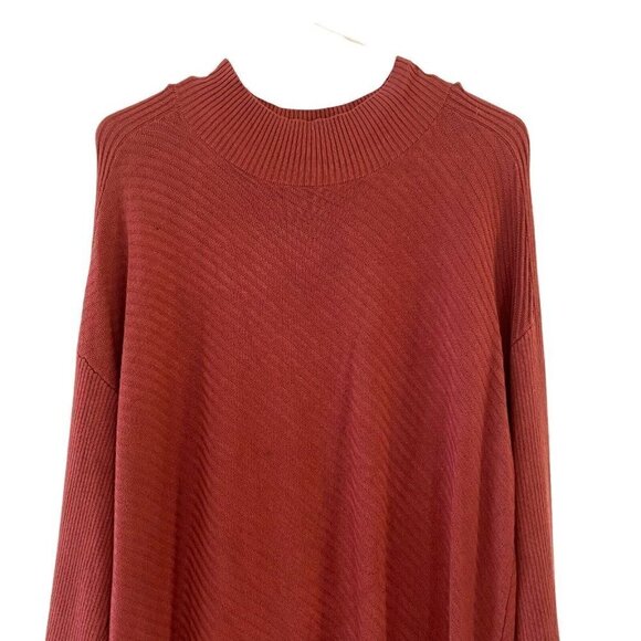 Taylor Women's Dusty Rose Sweater Dress Ribbed Knee Length Mock Neck Size Medium - Picture 2 of 9